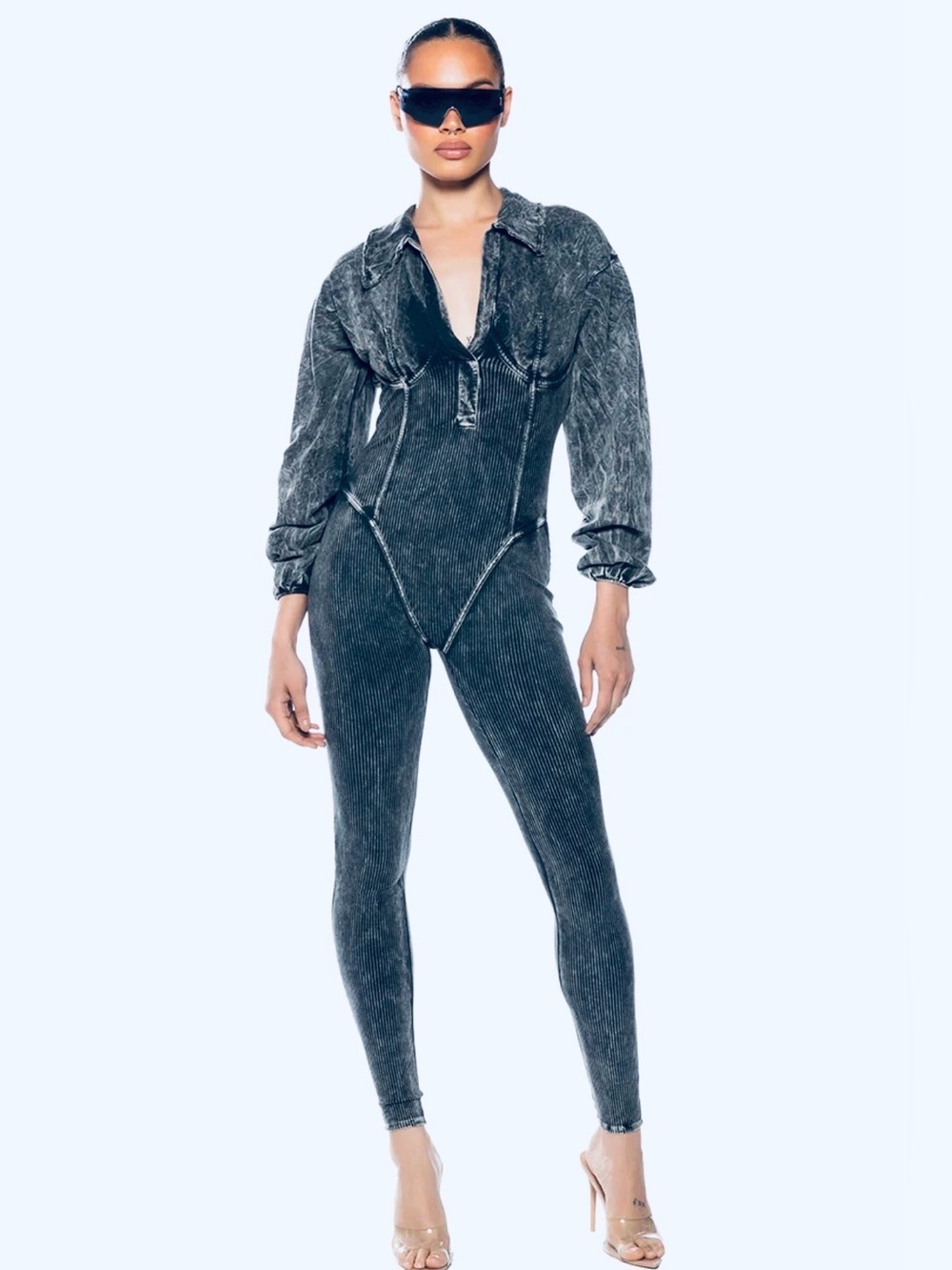 Akira Fitted Acid Wash Jumpsuit